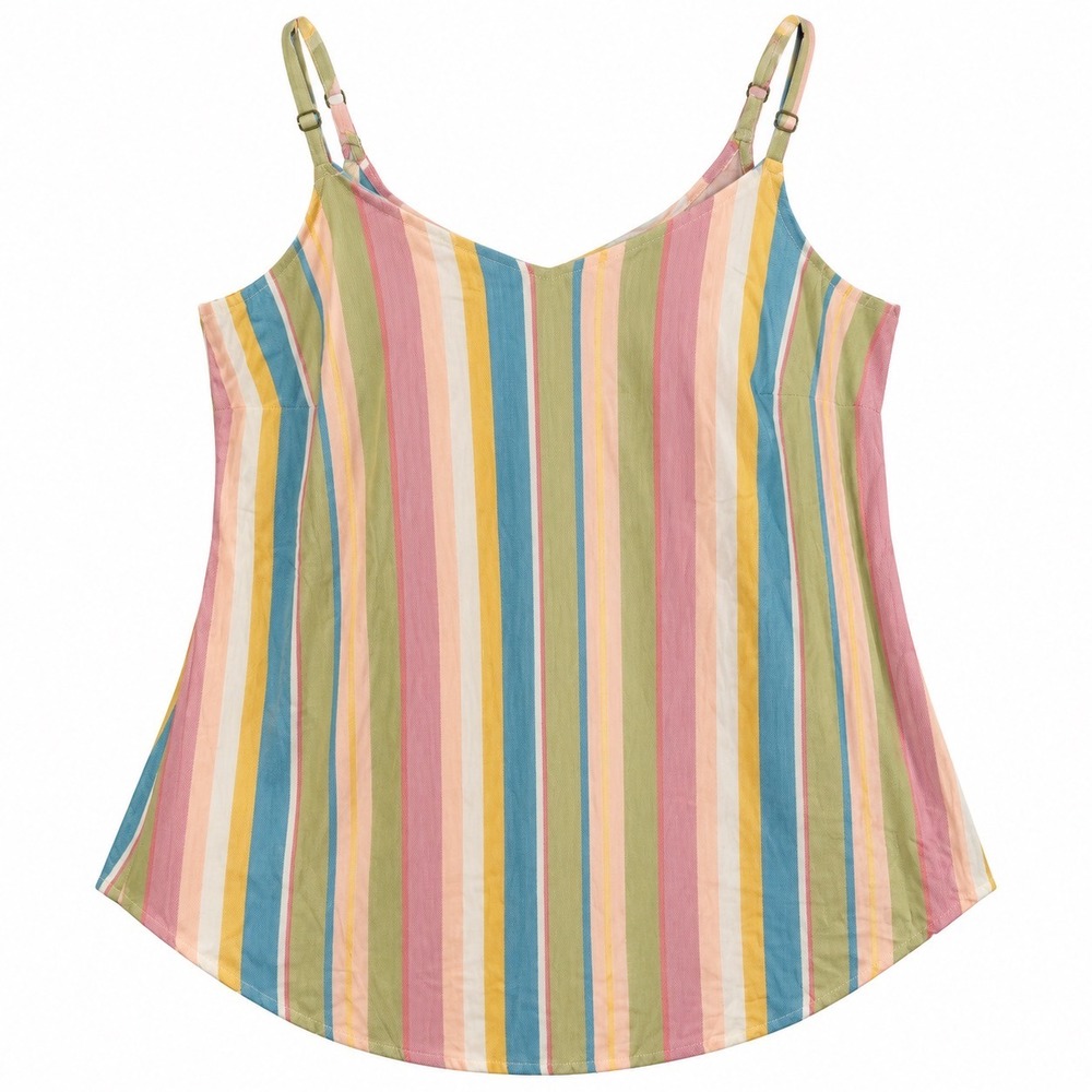 Torrid Women Multi Color Striped Cami‎ V-Neck Adjustable Straps Size 1 Plus